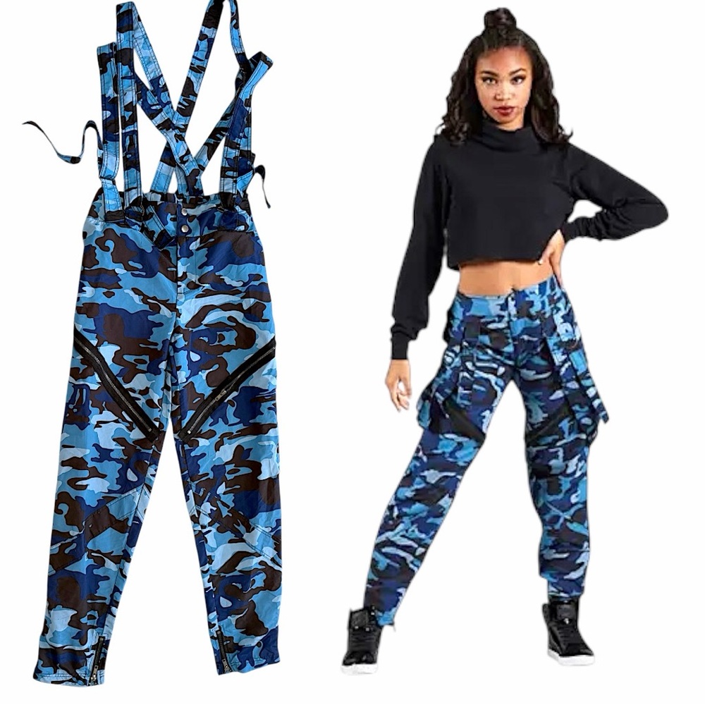 Balera Women’s Performance Camouflage Suspender Pants Street Wear Dance Sz Small
